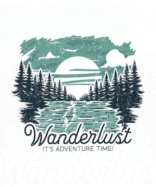Wanderlust aventura viaje en el tiempo diseño de camisetas ilustración de arte vectorial