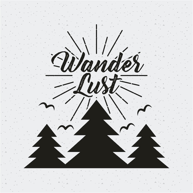 Wanderlust card with trees icon