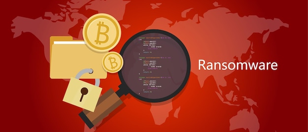 Wannacry hacker malware concepto de carpeta de bloqueo y pedir dinero