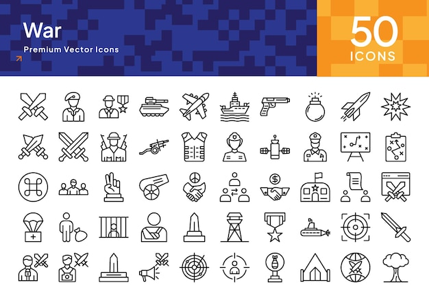 War Icon Pack para soluciones militares de combate y defensa