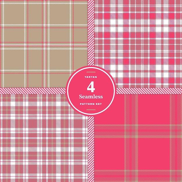 Warm Pink Taupe and Faded Pink seamless pattern set of 4
