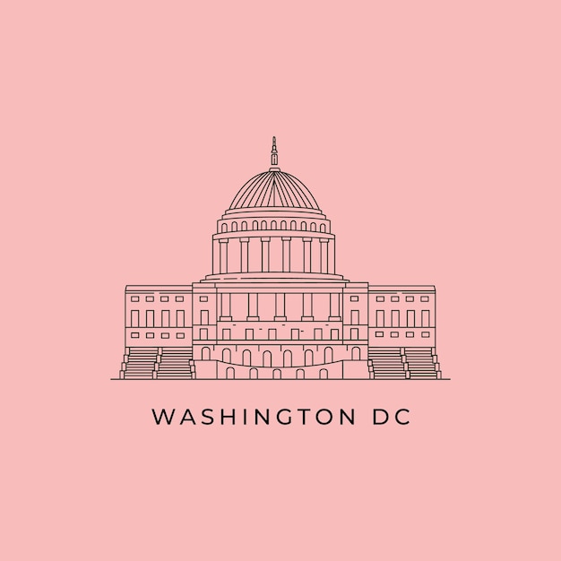 Washington dc ciudad edificio línea arte logo vector símbolo ilustración diseño edificio del capitolio