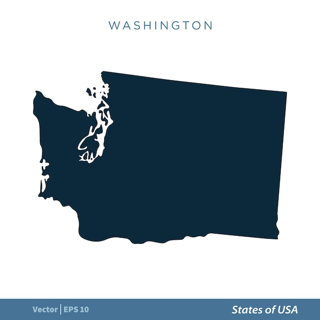 Washington Estados de EE. UU. Mapa Icono Vector Plantilla Ilustración Diseño Vector EPS 10