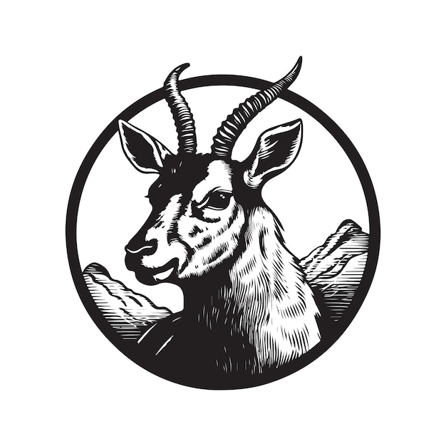 Vector waterbuck vintage logo línea arte concepto blanco y negro color dibujado a mano ilustración