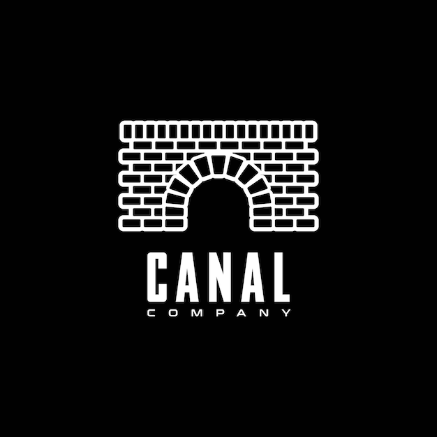 Waterway Bridge Brick Canal Logo Diseño simple