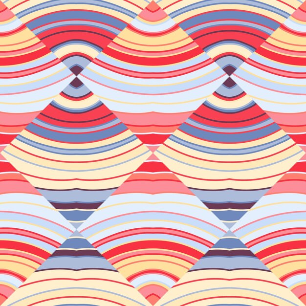 Wave mosaico seamless patern Líneas decorativas wallpaper Dibujado a mano lineal geométrico interminable ornamento