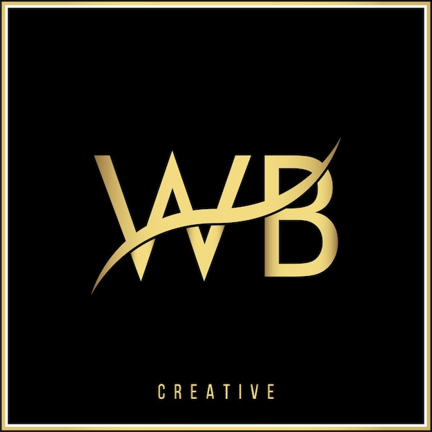 Vector wb creative golden premium vector el último diseño del logotipo creative golden diseño del logotipo diseño moderno