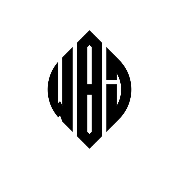 WBJ diseño de logotipo de letras circulares con forma de círculo y elipse WBJ letras elípticas con estilo tipográfico Las tres iniciales forman un logotipo de círculo WBJ círculo emblema monograma abstracto letra marca vector