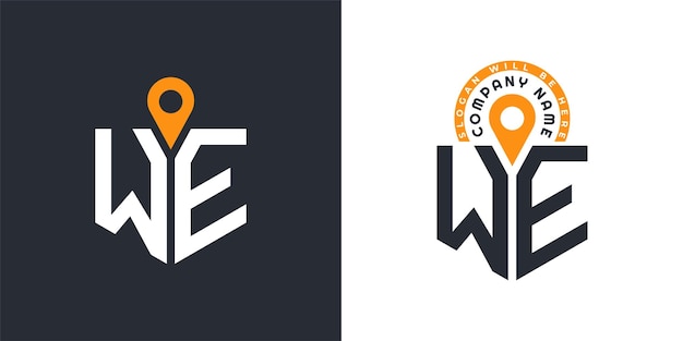 WE Ubicación Logo Bundle Carta WE Logo Iconos de doble vector para el reclutamiento y la navegación