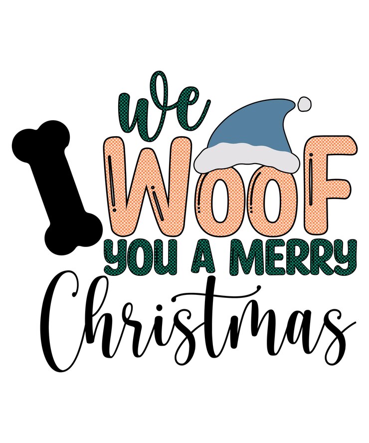 We Woof You A Merry Christmas Sublimación Sea feliz las vacaciones Ilustración de Navidad Regalos de Papá Noel