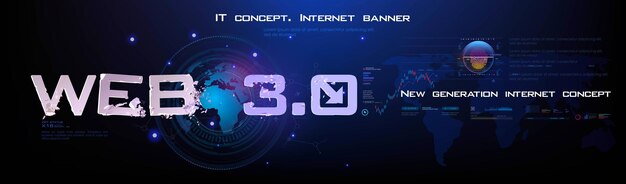 Web 30 Internet y comunicación Banner cibernético conceptual con globo e intercambio de información a través de Internet de próxima generación Tecnologías de Internet y comunicaciones del mundo Internet del futuro