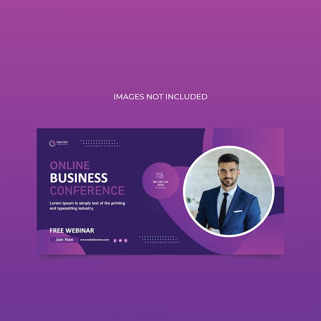 Web de conferencias y empresas Banner de redes sociales Webinar Invitation Template Vector premium