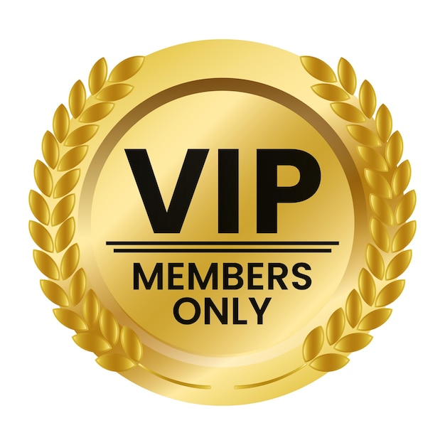 Web Gold VIP Members Only estampar la medalla con la ilustración vectorial Laurel Wreath