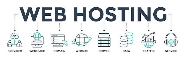 Web hosting banner icono web ilustración vectorial para la tecnología de la información