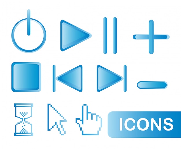 Web de iconos azul aislado sobre fondo blanco vector