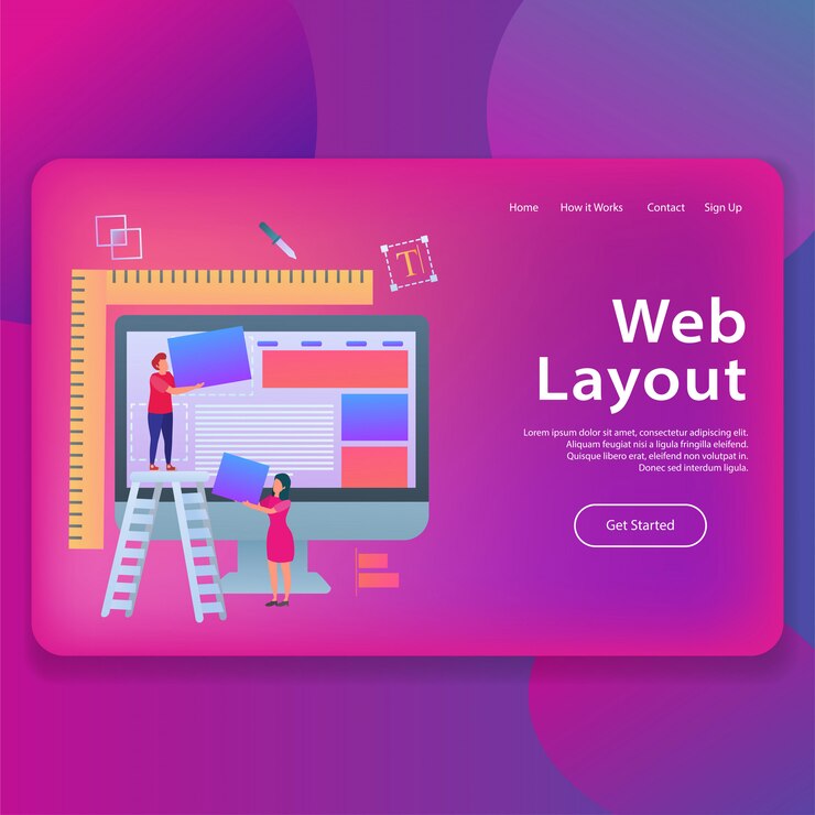 Vector web layout landing page ui plantilla ilustración vectorial