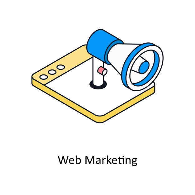 Web Marketing Icono de estilo isométrico Símbolo en fondo blanco Archivo EPS 10