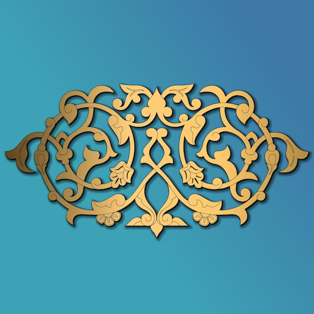 Vector webeslimi árabe islámico iraní motif tazhib vector oro 014