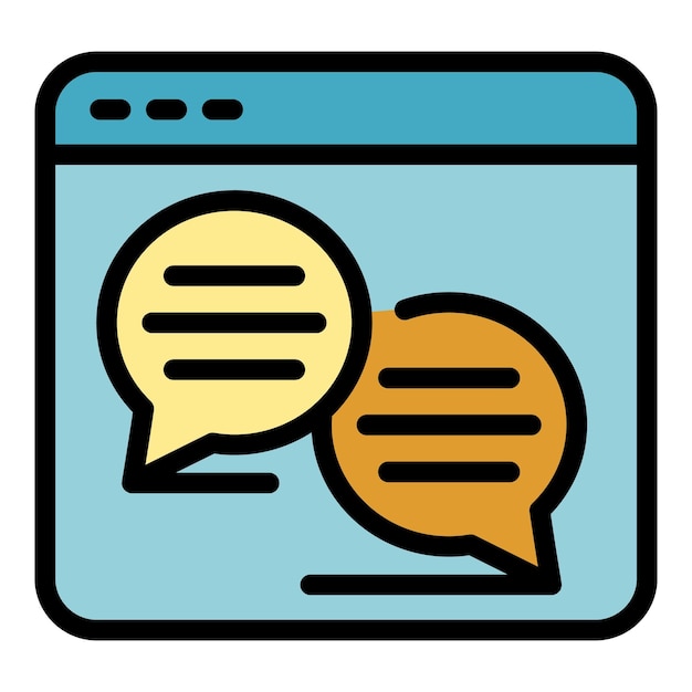 Webinar chaticon Contorno de webinar chat vector icono de color plano aislado
