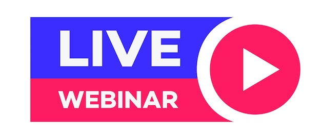 Webinar emblema en vivo estilo plano aislado en el fondo para promoción información de marketing en redes sociales compartir consejos de referencia o sugerencia red de aplicaciones de publicación de medios Vector 10 pasos