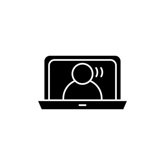 Webinar Icon Set Formación en línea Vídeo Taller virtual Símbolo vectorial en un estilo negro lleno y delineado Signo de educación a distancia