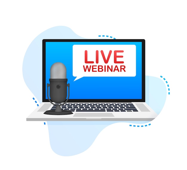 Vector webinar en vivo botón, icono, emblema, etiqueta, ilustración vectorial.