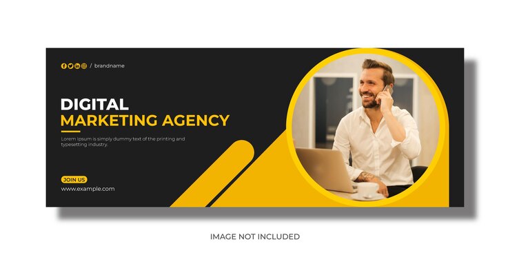 Webinar en vivo de marketing digital y plantilla de portada corporativa de facebook