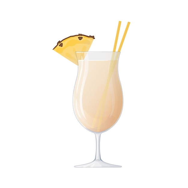 WebPineapple pina colada cóctel bebida alcohólica dibujada a mano en estilo de dibujos animados