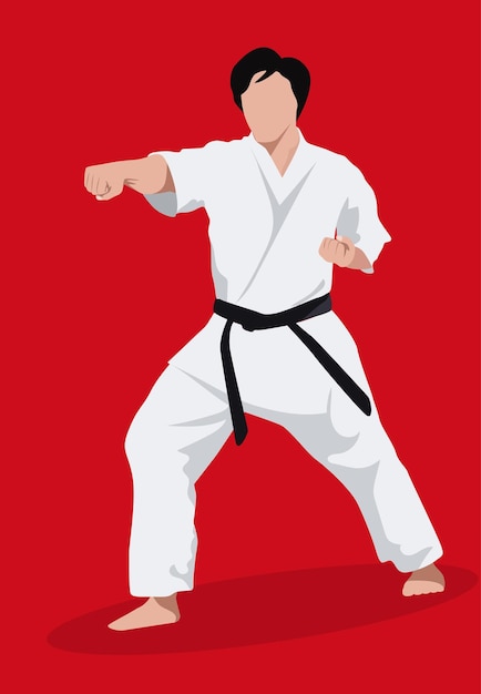 WebPunch posición de arte marcial, ilustración para karate, judo y arte marcial