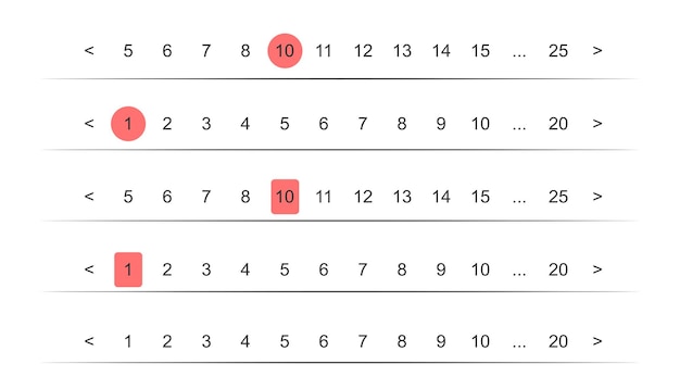 Website page navigation bar with numbers button simple pagination bars set web buttons navigation
