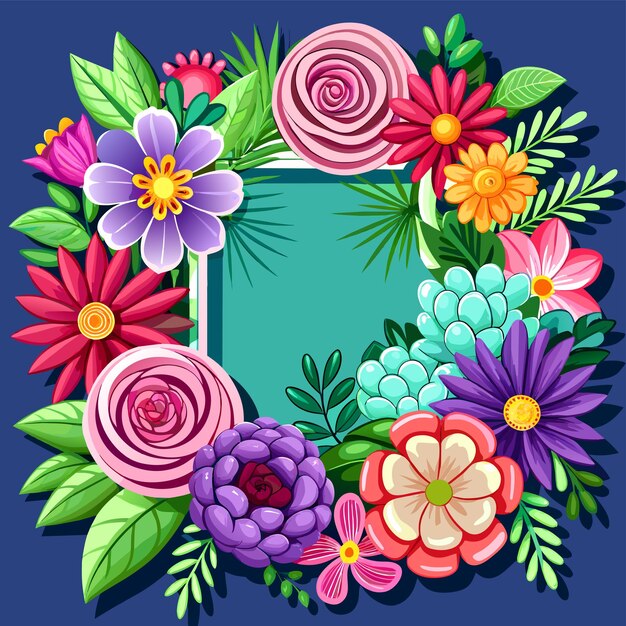 Vector wedding anniversary decorative floral frame for greeting card hand drawn sticker icon concept