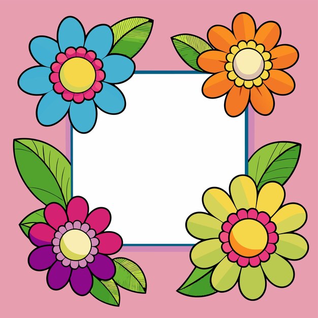 Vector wedding anniversary decorative floral frame for greeting card hand drawn sticker icon concept