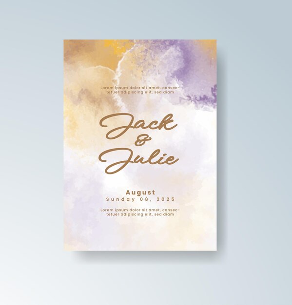 Wedding invitation card with Jack  Julie watercolor style August 06 2025