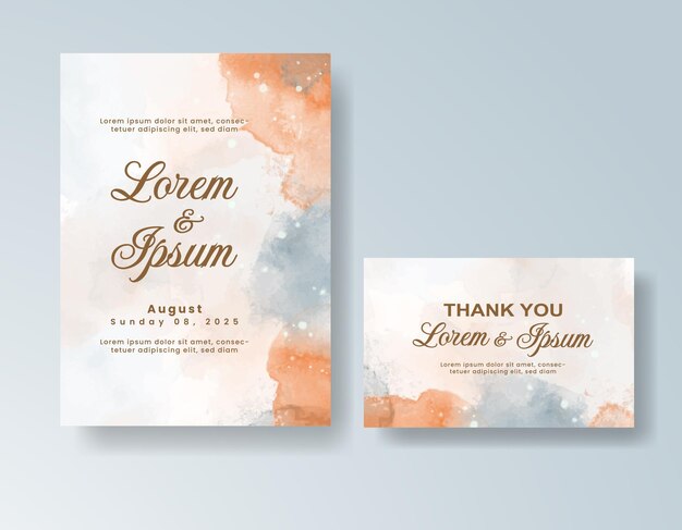 wedding invitation with abstract splash watercolor