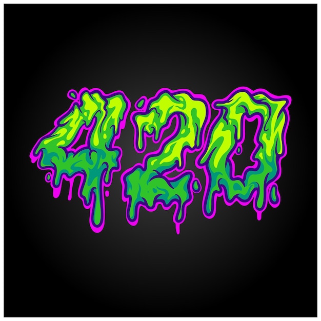 Weed 420 word melted hand lettering ilustraciones de texto