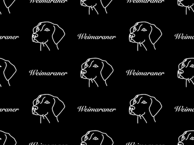 Weimaraner personaje de dibujos animados de patrones sin fisuras sobre fondo negro