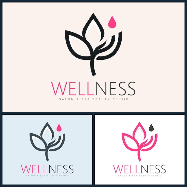 wellness lotus line salón y spa diseño de plantilla de diseño de logotipo