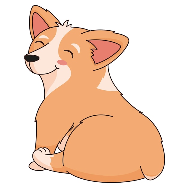 Welsh corgi convierte la ilustración de la pegatina de dibujos animados vectoriales para el elemento decorativo de la postal