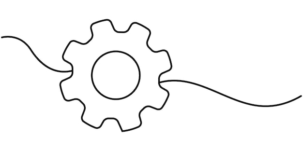 Wenches y engranajes en estilo de arte de una línea continua Icono de herramienta de servicio Ilustración vectorial simple
