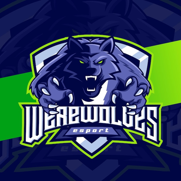 Werewolves mascot esport logo character design for wolf gaming and sport