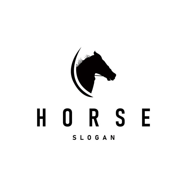 Western Cowboy Texas Ranch Country Horse Diseño del logotipo del animal con silueta negra concepto de ilustración símbolo de plantilla