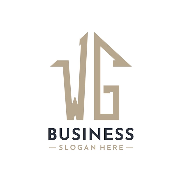 WG House Logo para el negocio inmobiliario WG Property Management Diseño de logotipo de iniciales modernas AA