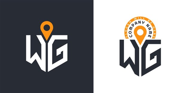 WG Location Logo Bundle Letter WG Logo Dual Vector Icons para el reclutamiento y la navegación