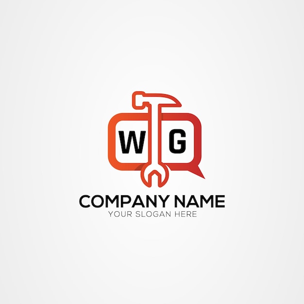WG o GW Carta creativa Logo creativo con servicios Icono o logotipo de chat Ilustración vectorial aislada
