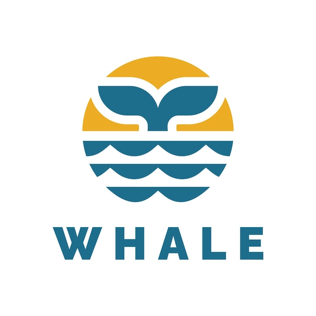 Vector whale tail breaking surface logo design, una representación dinámica y majestuosa de la vida marina