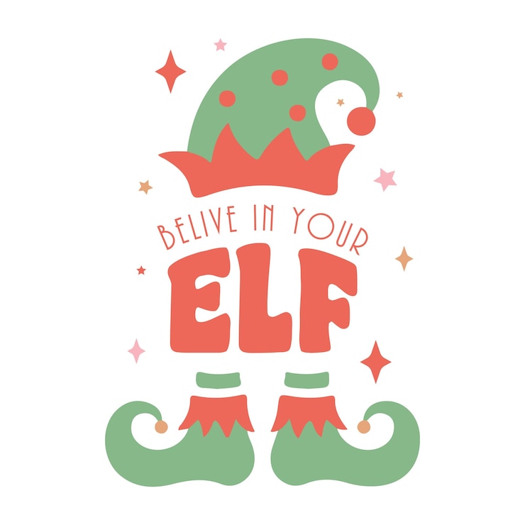 Vector what the elf christmas design con xmas vibes, stars christmas vector illustration vintage christmas