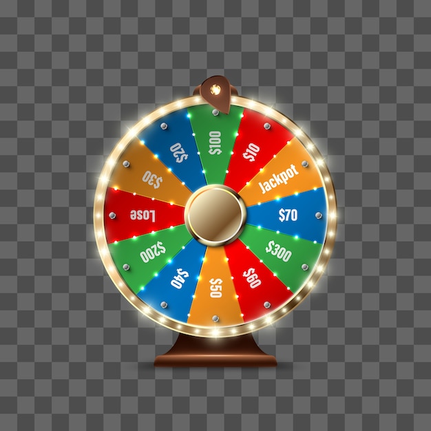 Wheel of Fortune para jugar y ganar el premio mayor aislado sobre fondo transparente