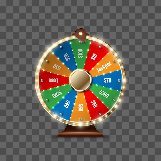 Wheel of fortune para jugar y ganar el premio mayor aislado sobre fondo transparente