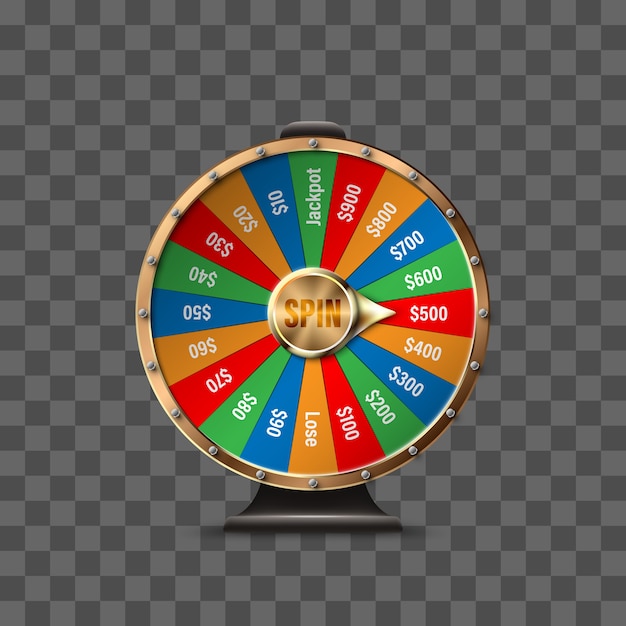 Vector wheel of fortune para jugar y ganar el premio mayor aislado sobre fondo transparente