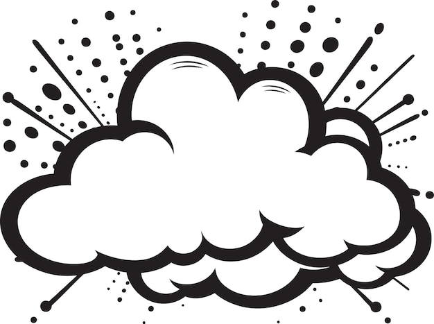 Whirlwind Words Dinámico Negro Cómico Diseño de burbuja de tinta Splash Burbuja Retro PopArt Icon de nube de habla